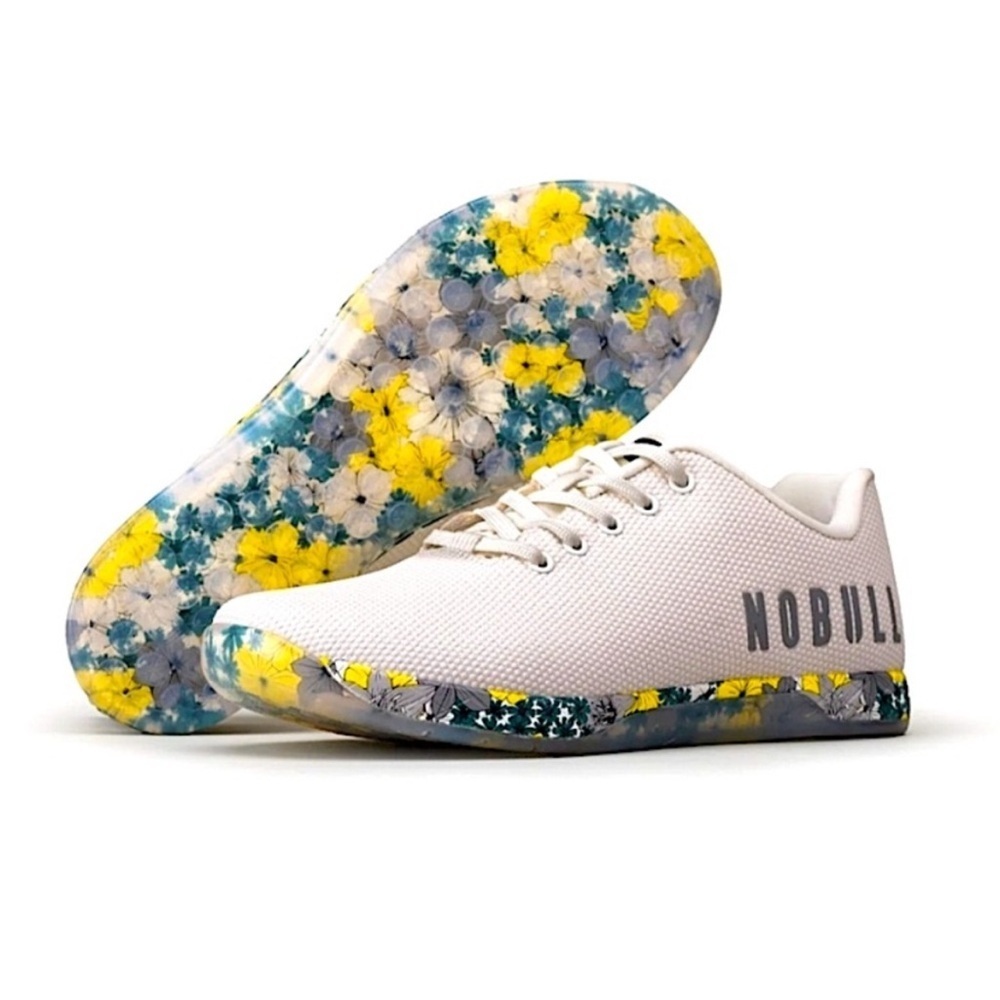 NOBULL Spring Fling Trainers Sneakers White Floral Gym Workout Athletic Shoes